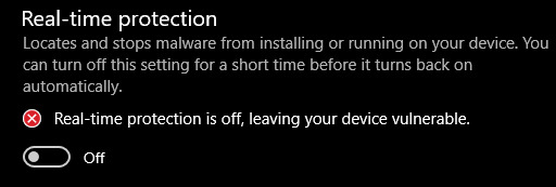 Disable antivirus